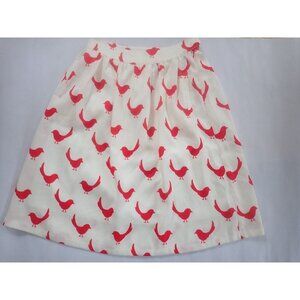 One‎ O Eight Skirt women L Red Bird Print Lined Retro Fun Pockets